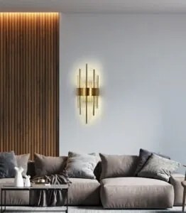 Aplică Auriu cu Cristale – 2 Fasunguri E14, Design Elegant din Metal și Cristal, 46×20×10 cm