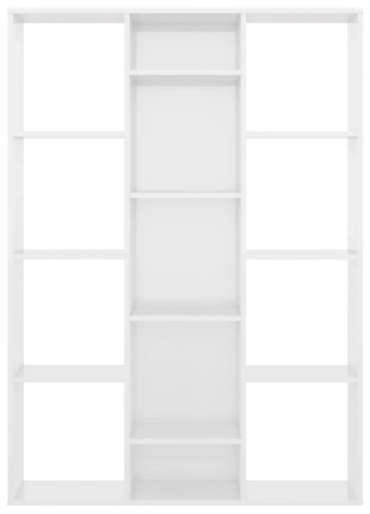 Separator cameră/bibliotecă alb extralucios 100x24x140 cm pal