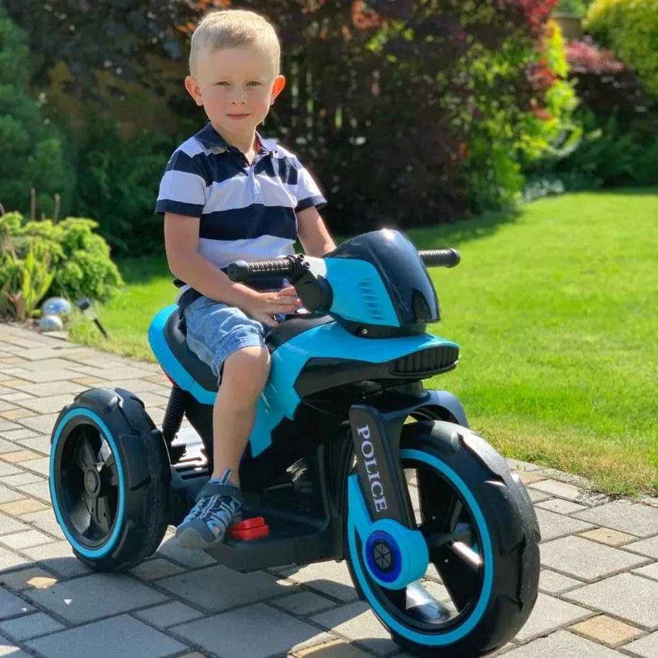 Motocicletă electrică pentru copii Baby Mix Policealbastră, 100 x 50 x 61 cm
