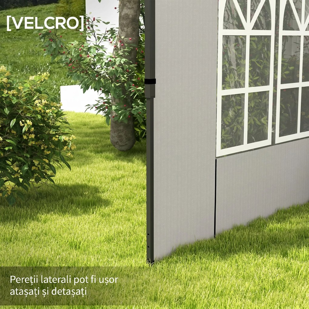 Outsunny Set 2 Pereți Laterali pentru Chioșcuri, Foi Foișor cu Ferestre din PE și Plastic, 3x3 m sau 3x6 m, Alb | Aosom Romania