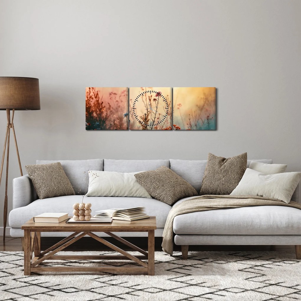 Tablou - Flori sălbatice (cu ceas) (90x30 cm)