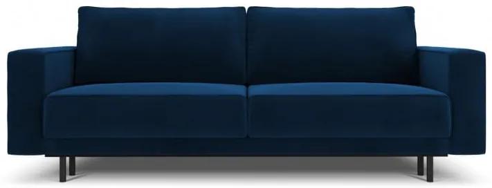 Canapea extensibila Caro cu 3 locuri si tapiterie din catifea, albastru royal