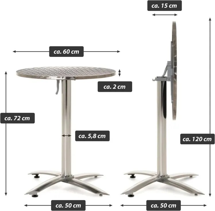 Set de grădină cu masă bistro și 2 scaune stivuibile, gri