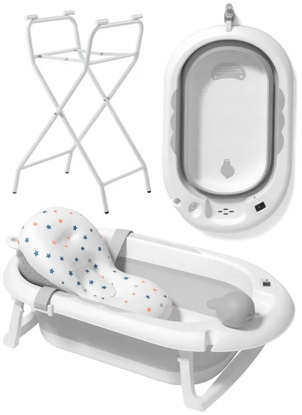 Cada de baie pliabilă pentru copii VAIANA PREMIUM cu pernă și suport - mai multe culori Violet