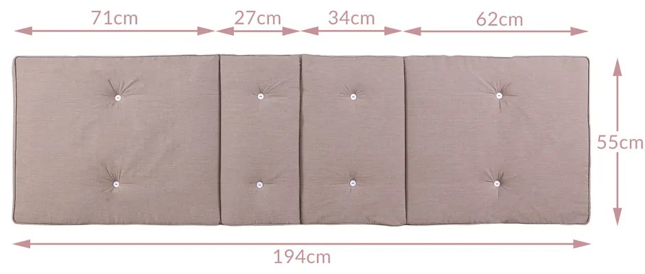 Saltea pentru șezlong TAMI SUN, 194x55x5cm, bej melanj Jurhan