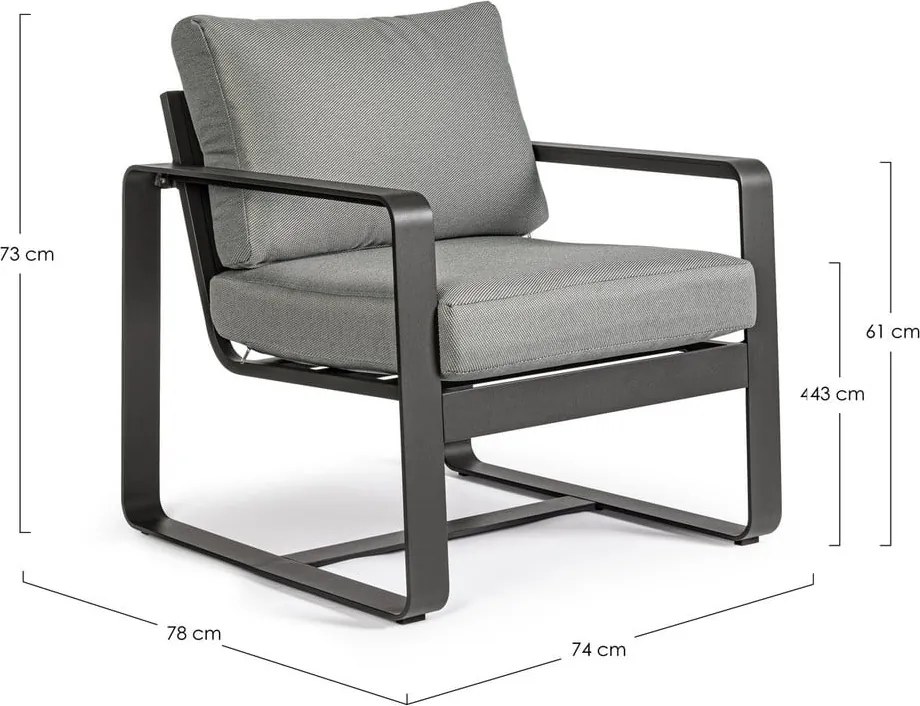Fotoliu de grădină gri din metal Merrigan – Bizzotto