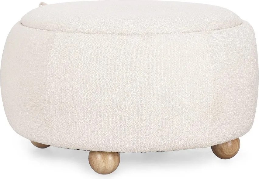 Puf crem cu tapițerie din țesătură bouclé Irisha – Bizzotto