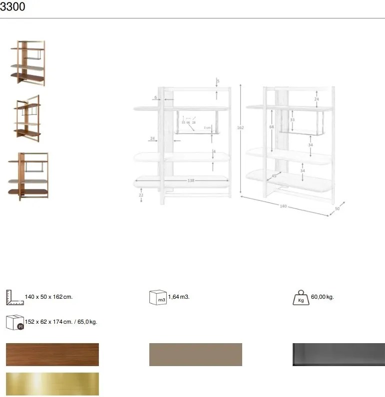 Raft stanga modern din lemn furniruit Walnut