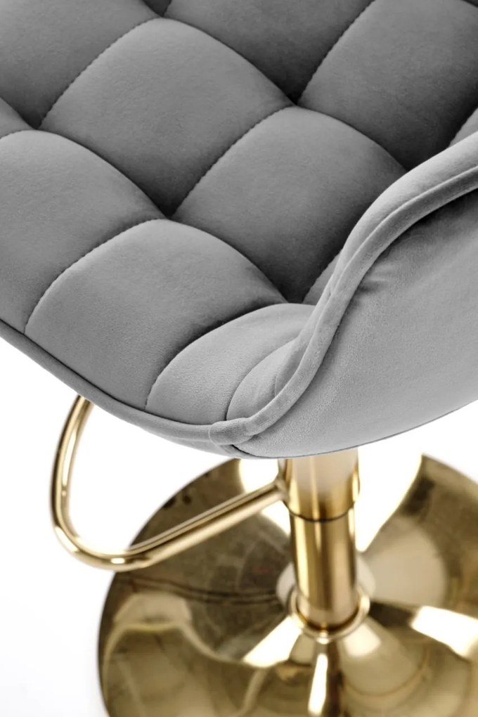 Scaun de bar H120 velvet gri/gold
