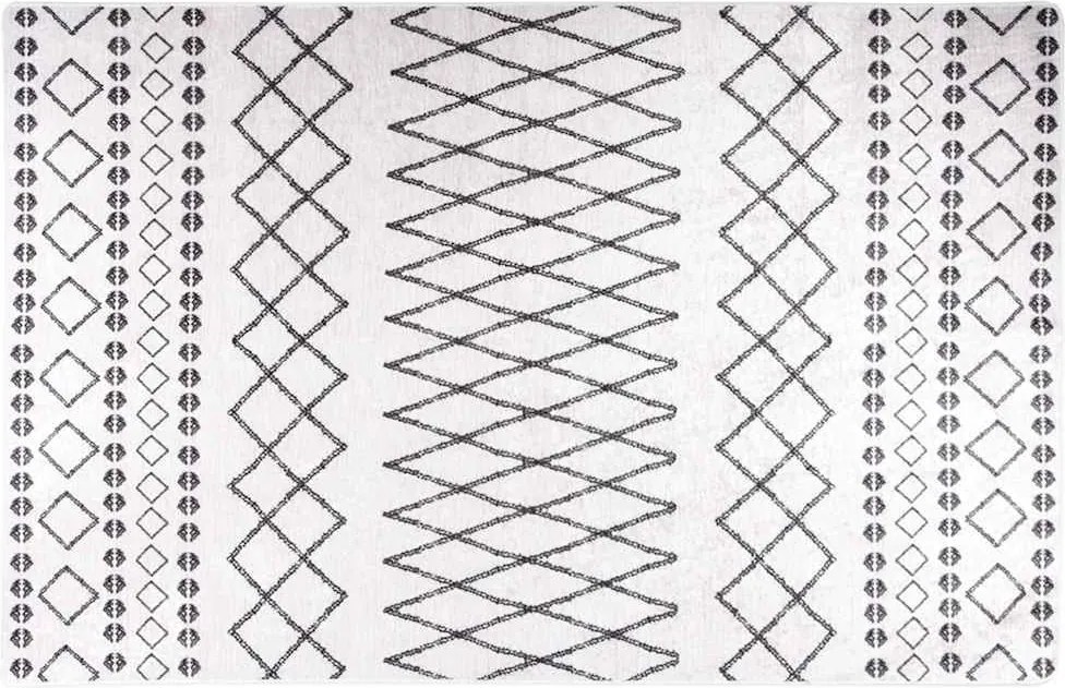 vidaXL Covor lavabil, negru și alb, 80x150 cm