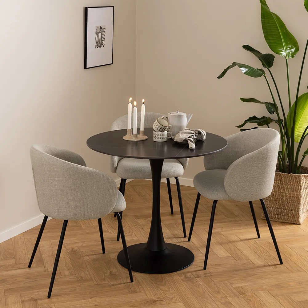 MAZZONI EXPORT CLARA Bej (material Basel 24)/picioare negre - SCAUN MODERN ADÂNC TAPIȚAT PENTRU SALON/LIVING/BIROU LOFT