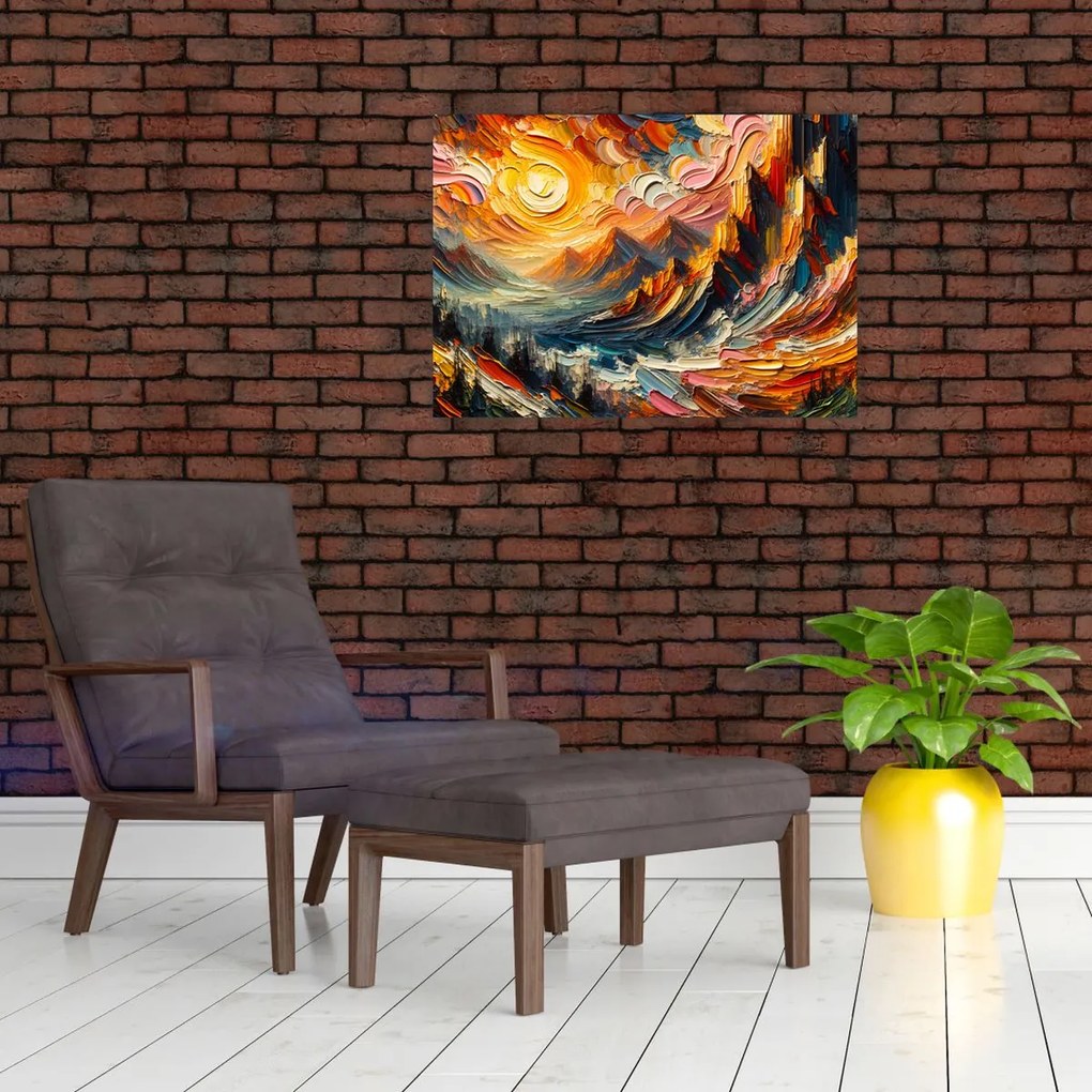 Tablou pe sticlă - Munte acoperit de soare (70x50 cm)