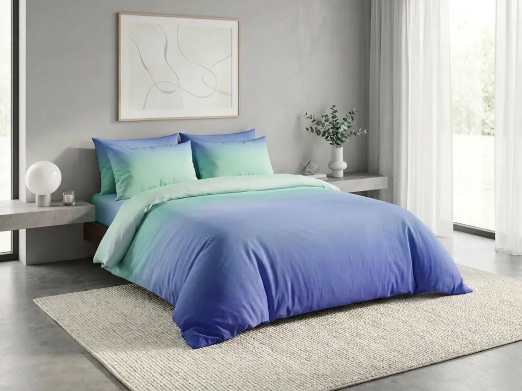 Lenjerie de pat din bumbac OMBRE albastra Dimensiune lenjerie de pat: 2 buc 70 x 90 cm | 200 x 220 cm