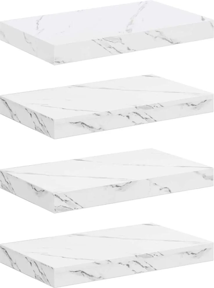 vidaXL Raft de perete Pe perete 4 pcs Marmură albă 40 x 23,5 x 4 cm