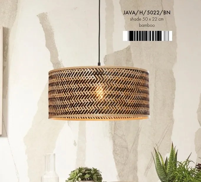 Lustra/Pendul eco din bambus Java 50x22, bl./nat