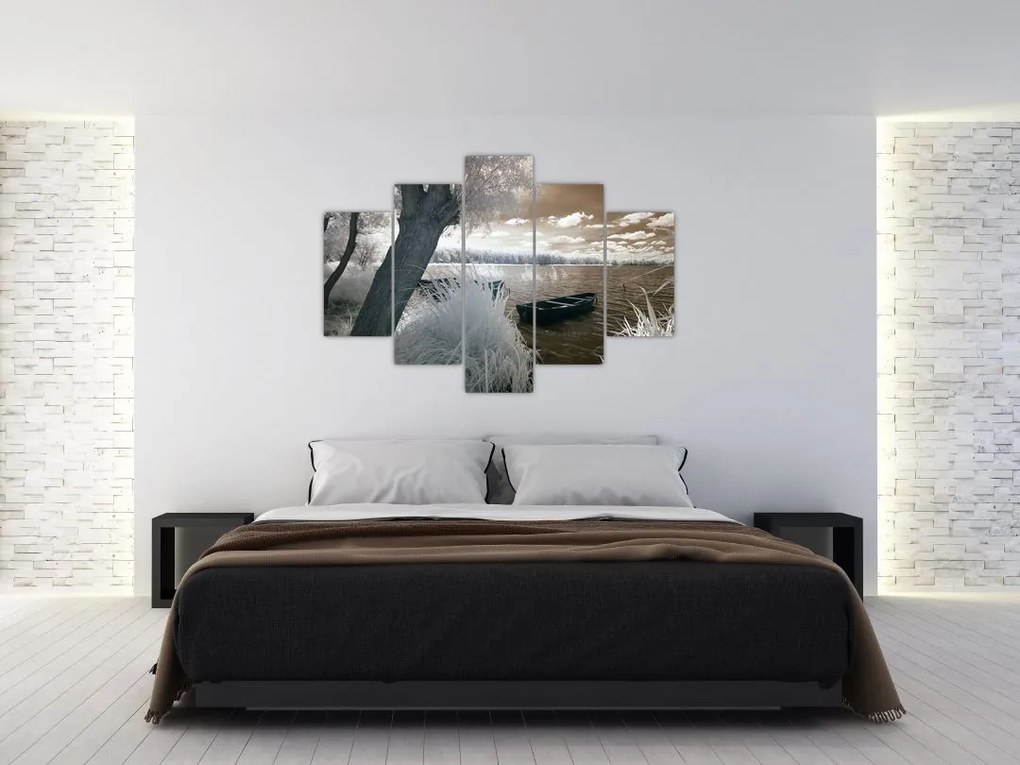 Tablou cu barca pe lac (150x105 cm)