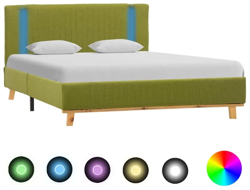 286669 vidaXL Cadru de pat cu LED, verde, 120 x 200 cm, material textil