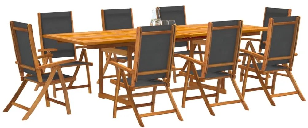 vidaXL Set mobilier de grădină, 9 piese, lemn masiv acacia/textilenă