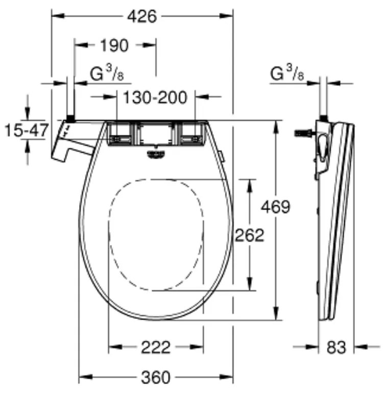 Capac wc soft close cu functie bideu Grohe Bau Ceramic