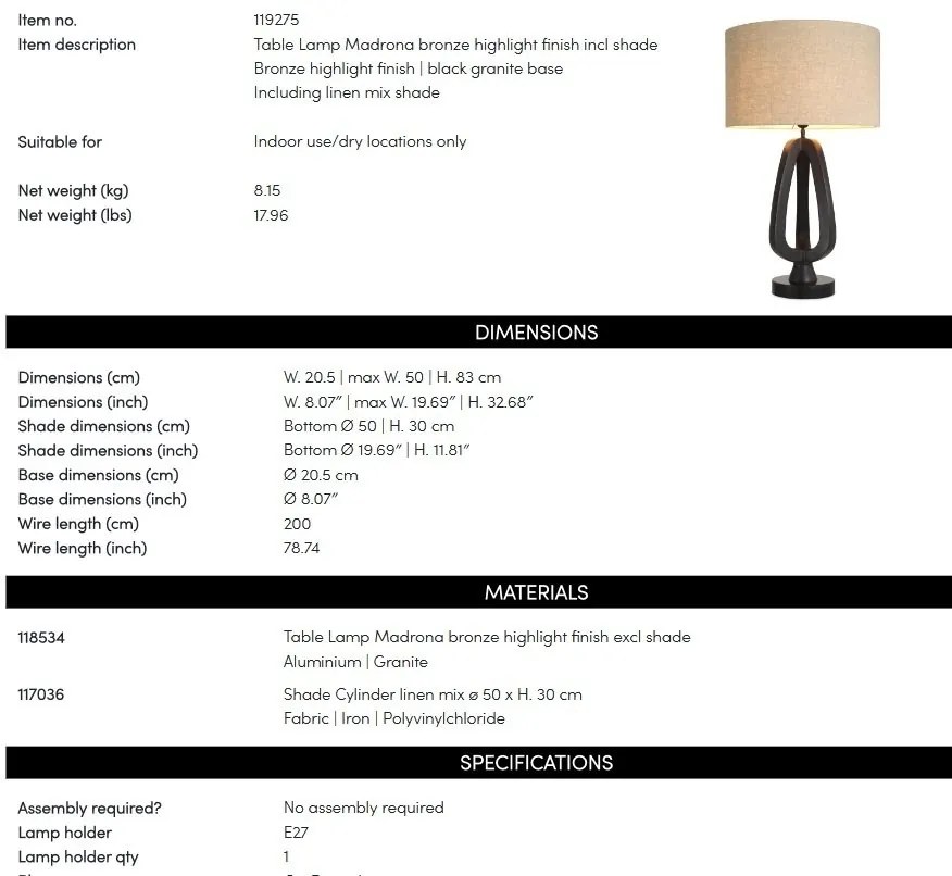 Veioza, Lampa de masa design LUX, Aluminiu, Tesatura, Madrona
