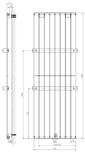 Sapho - Radiator de baie COLONNA 1205 W/230 V 60 x 180 cm, argintiu