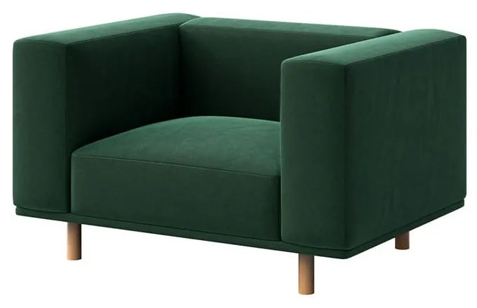 Fotoliu de relaxare verde închis cu tapițerie din catifea Kukumo – Ame Yens