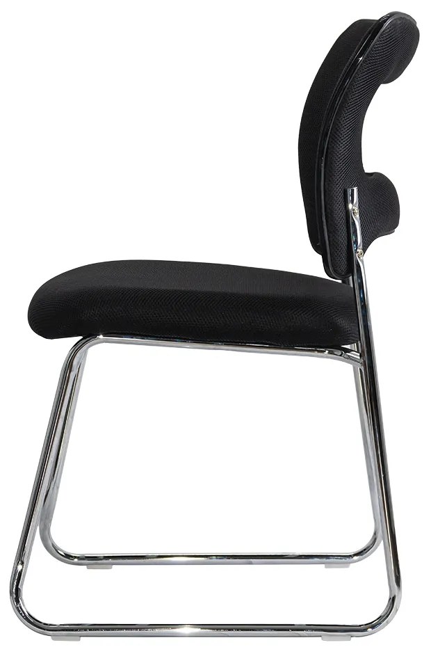 Scaun vizitator negru HRC 613F din mesh si cadrul cromat