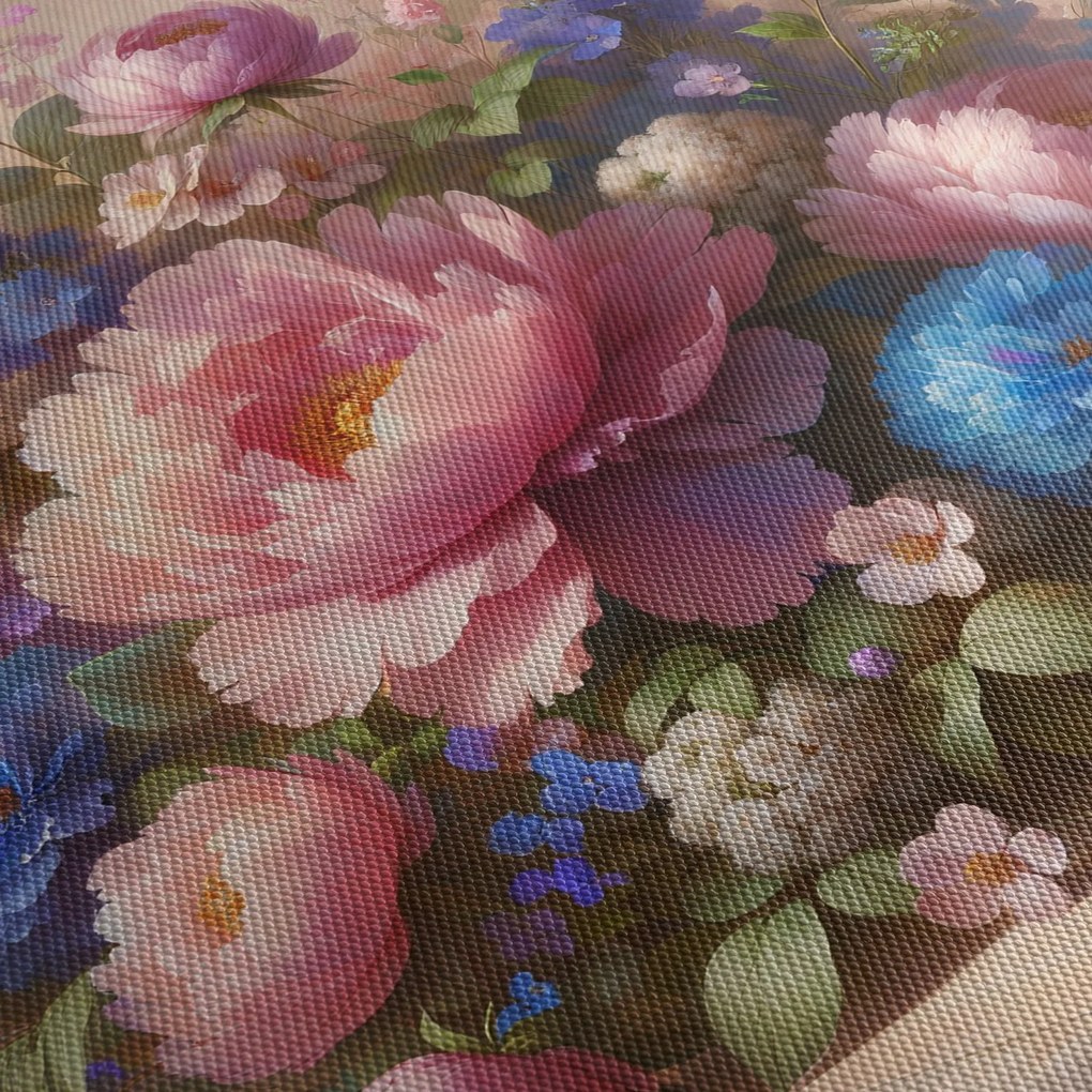 Tablou - Masă plină de flori (cu ceas) (90x30 cm)