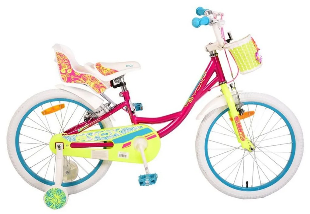 Bicicleta pentru copii NOVOKIDS Fashion Bike, roti 20" inch, maxim 40 kg, cadru din otel, roti ajutatoare detasabile, ghidon reglabil pe inaltime, Mov