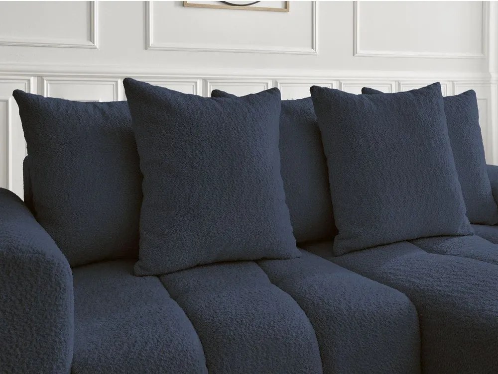 Colțar albastru extensibil/cu spațiu de depozitare cu tapițerie din țesătură bouclé (cu colț pe partea dreaptă/cu șezlong) Roxelane – Bobochic Paris