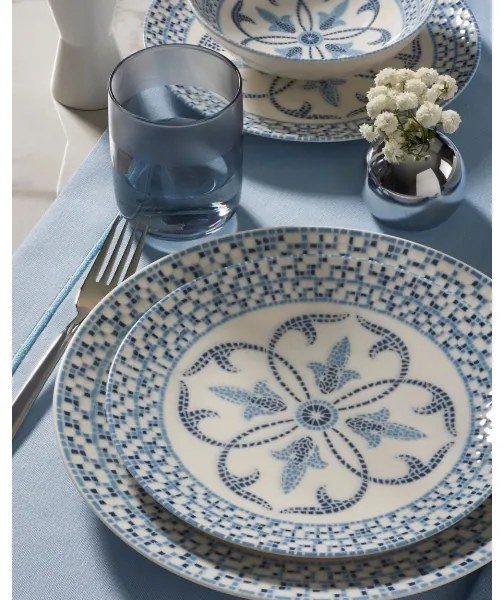 Set veselă 24 piese, porțelan, albastru