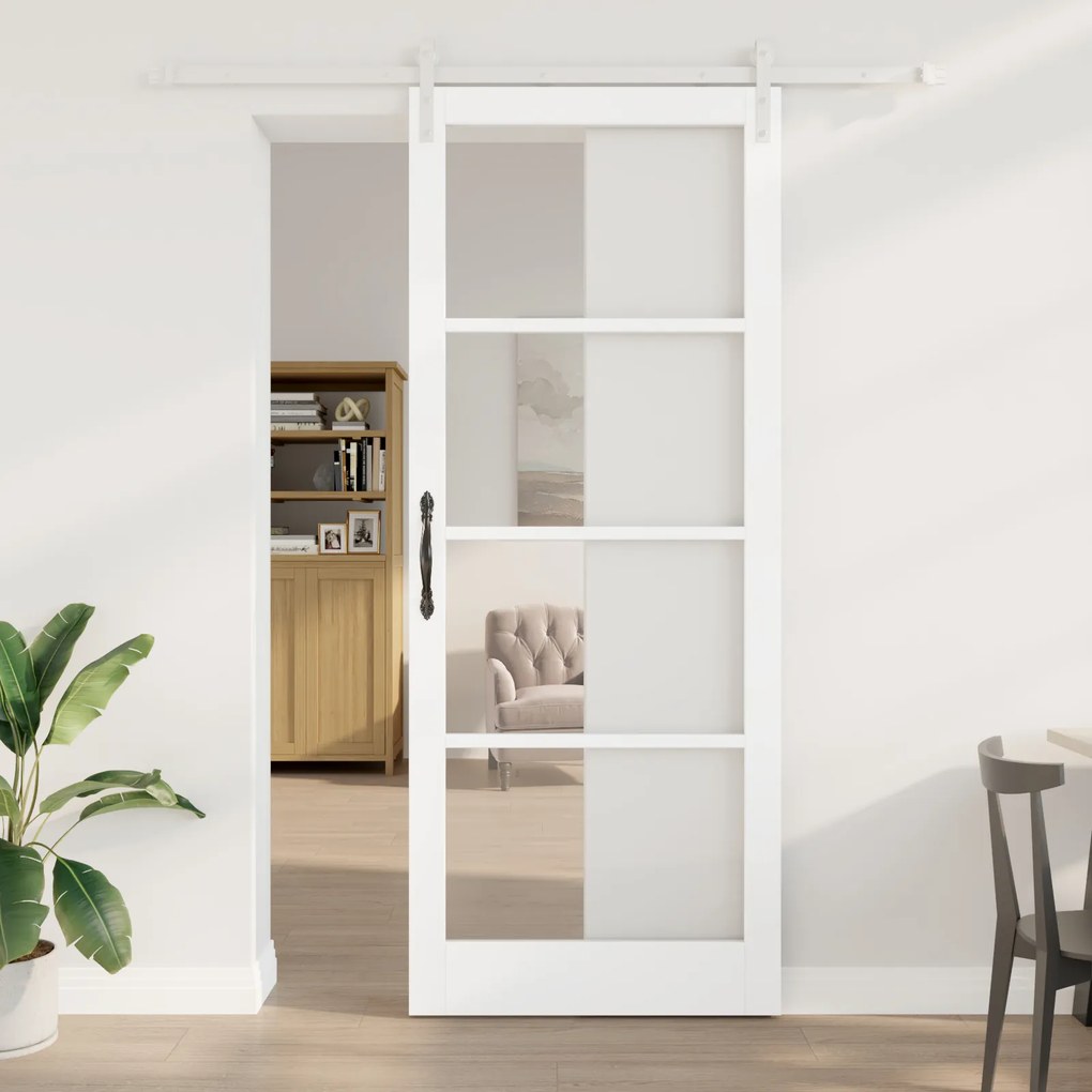 vidaXL Ușă glisantă ORKDAL Alb 93 x 232 cm Lemn masiv de pin