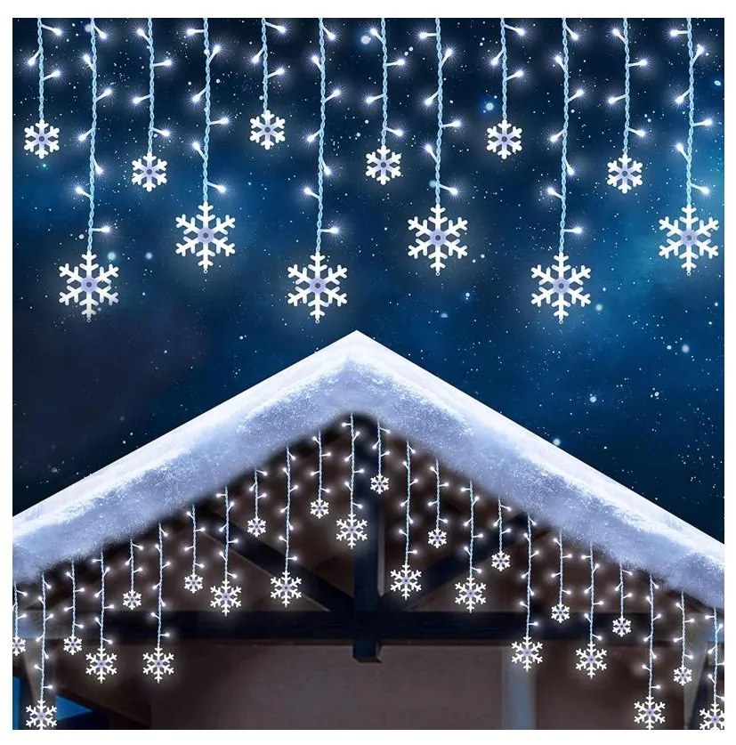 Perdea LED de exterior pentru Crăciun, 224 LED, 3,5 x 0,75 m, IP44, alb rece