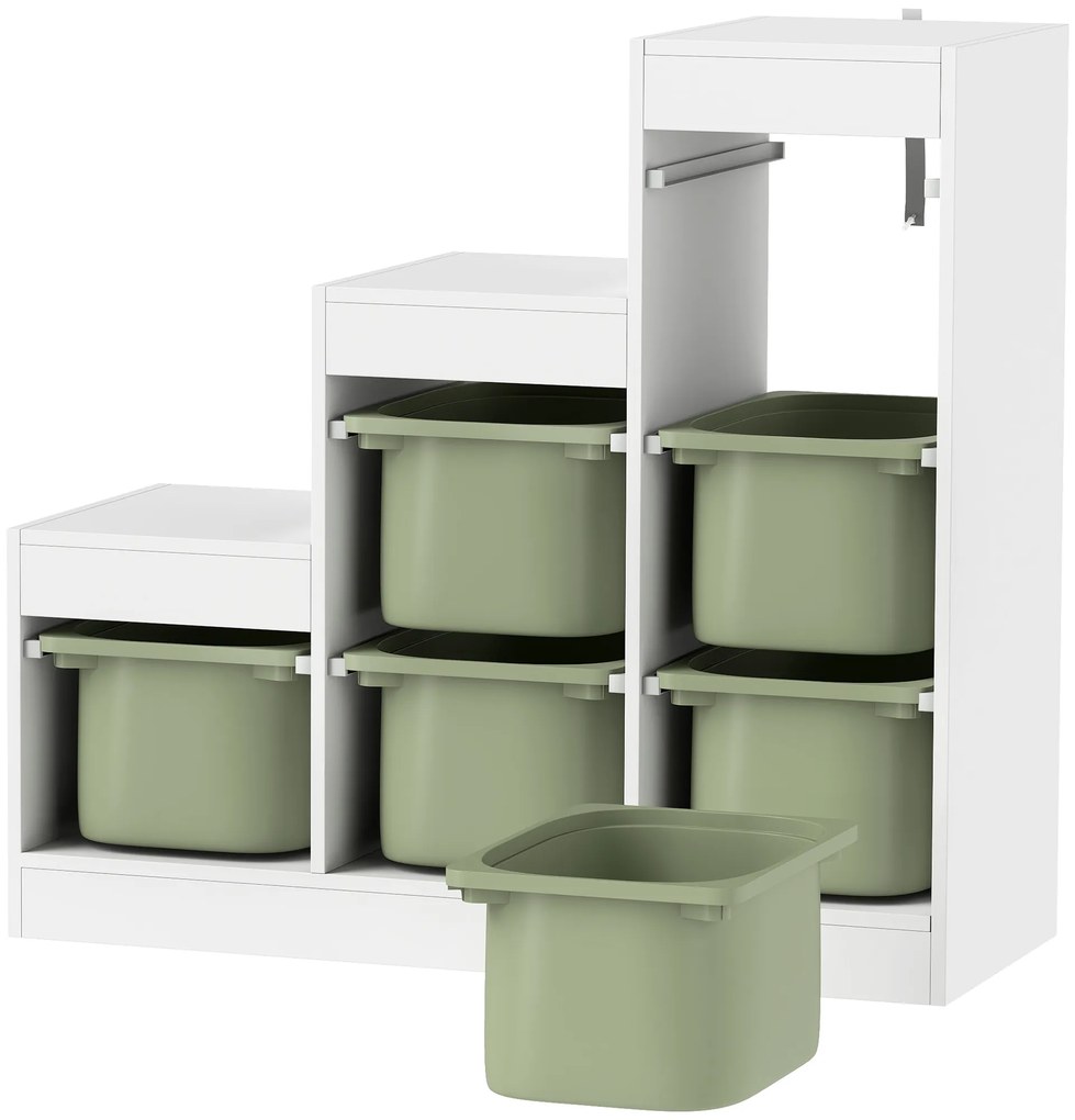 AIYAPLAY Mobilier de depozitare pentru jucării pentru copii cu 6 coșuri detașabile, 3 niveluri de depozitare, 96 x 38,5 x 90, verde | Aosom Romania