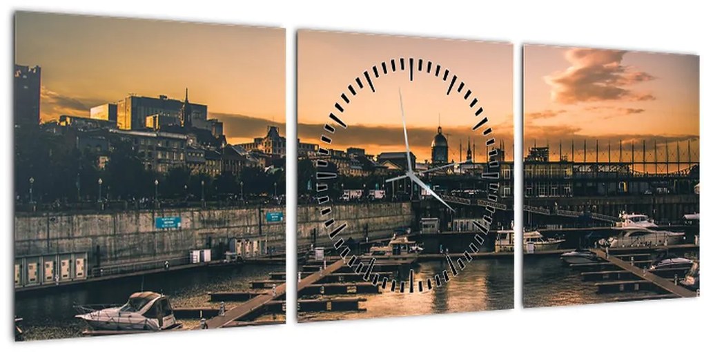 Tablou - orașul port (cu ceas) (90x30 cm)