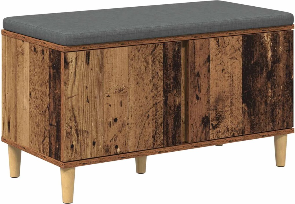 vidaXL Bancă pentru hol cu pernă cu ușă Lemn vechi 80 x 38 x 46 cm
