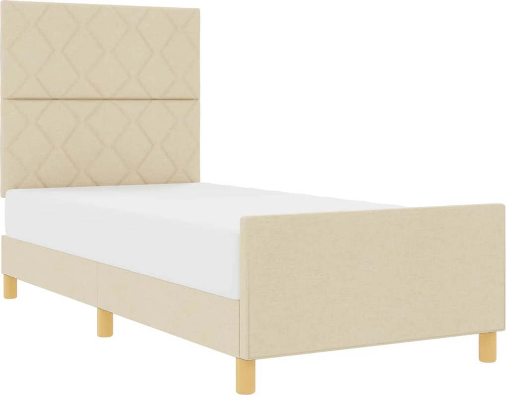 vidaXL Cadru de pat cu headboard Crem 100 x 200 cm țesătură