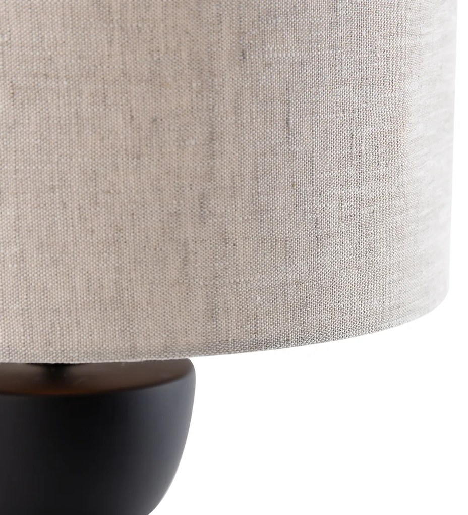 Lampă de masă de design cu abajur din stofă neagră gri deschis 35 cm - Alisia