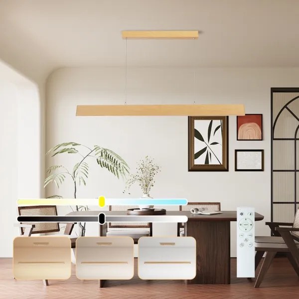 Brilagi - Lustra LED cu dimmer pe cablu SLIMLINE LED/40W/230V 3000-6000K decor stejar + telecomandă