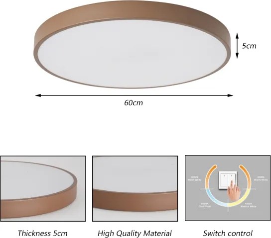 Brilagi - Plafonieră LED POOL, 60 W, 230 V, 3000/4000/6000 K, Ø 60 cm, maro