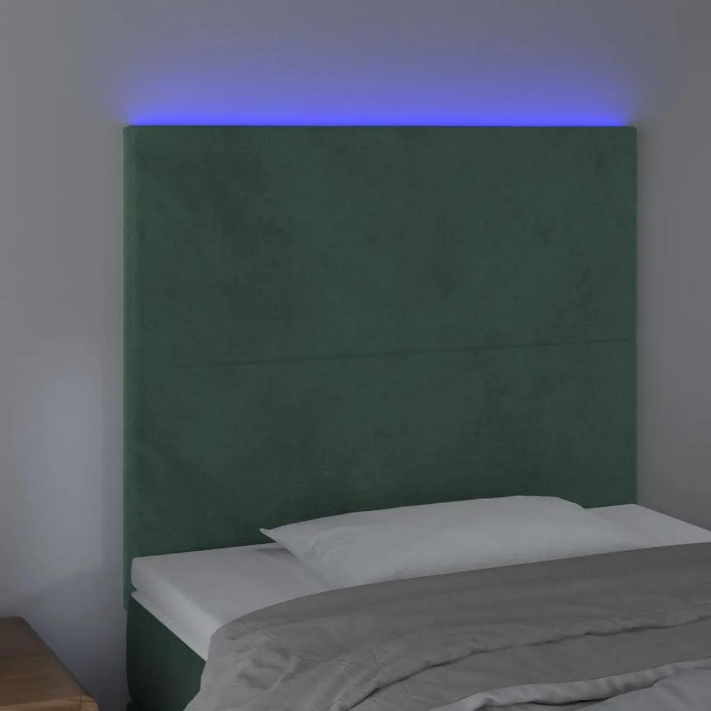 Tablie de pat cu LED, verde inchis, 90x5x118 128 cm, catifea 1, Verde inchis, 90 x 5 x 118 128 cm
