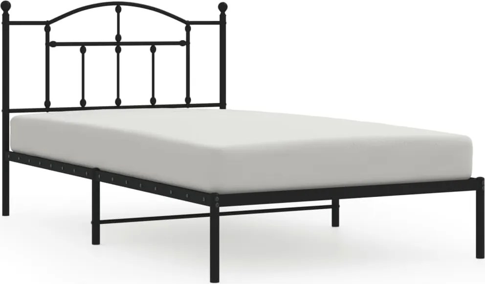 vidaXL Cadru de pat din metal cu tăblie, negru, 107x203 cm