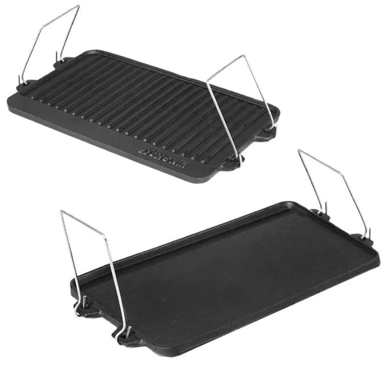 Placa de gratar KingHoff KH 1262, 44x24 cm, Fonta, Negru