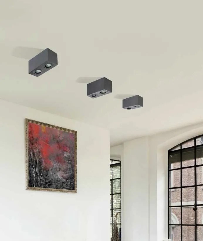 Plafoniera cu spoturi aplicate pentru baie IP44 Brant 2 square neagra