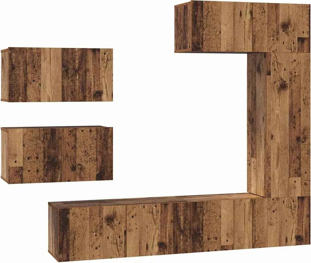 vidaXL Set comodă TV Pe perete 6 pcs Lemn Vechi Lemn compozit