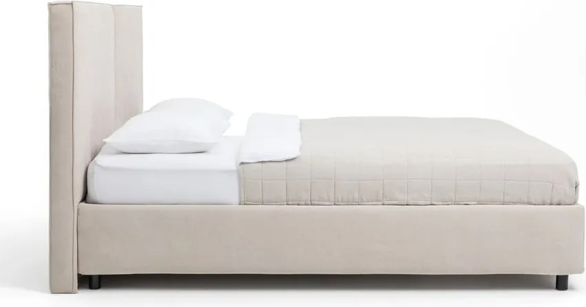 Pat dublu tapițat bej cu spațiu de depozitare cu saltea/ somieră 160x200 cm Myra Bold - Bonami Selection