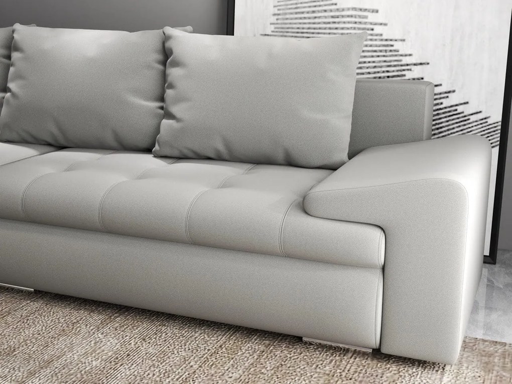 Colțar extensibil dumonde cu ladă de depozitare si sezut confortabil din spuma high-density, Leonardo Royal Gri 260x185 cm