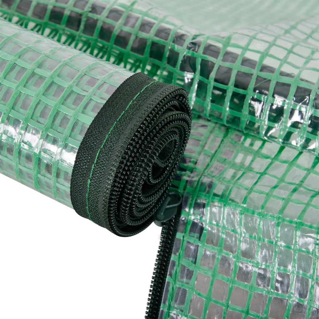 Outsunny Seră de grădină mini seră seră de roșii 2 x 1 x 0,8 m ușă cu fermoar folie PE cadru oțel verde | Aosom Romania