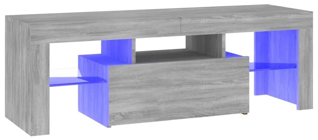 815667 vidaXL Comodă TV cu lumini LED, gri sonoma, 120x35x40 cm