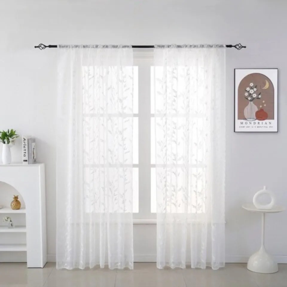 Perdea alba FLORIA cu model floral 140x250 cm Agatat: Rejansa